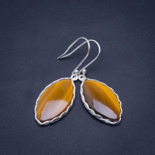 Natural Tiger Eye Handmade Unique 925 Sterling Silver Earrings 1.75" B2775