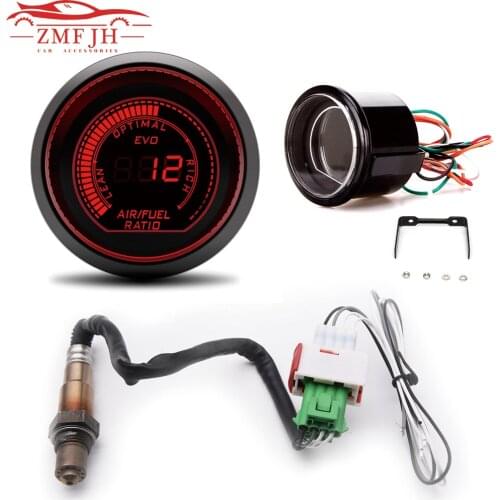 Universal 2"52mm Digital Air Fuel Ratio Gauge Red&Blue Dual Led With Narrowband O2 Oxygen Sensor Car Gauge Fit for 12V Car
