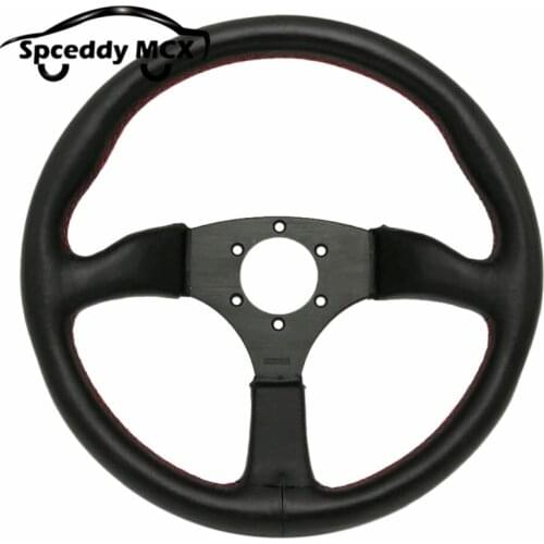 Universal Red Line Hand Sewing 14 inch/350 mm Steering Wheel For Car Drift Steering Wheel Sport With Horn Button MC20S0829