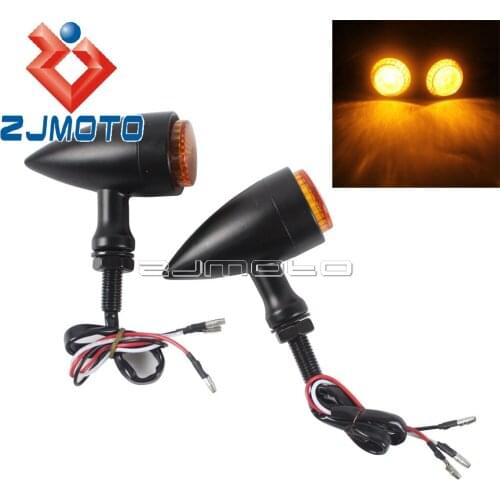 Motorcycle Black Bullet Blinkers Turn Signals Light For Harley Bobber Chopper Cruiser Amber Flash Light Tail Light 10mm