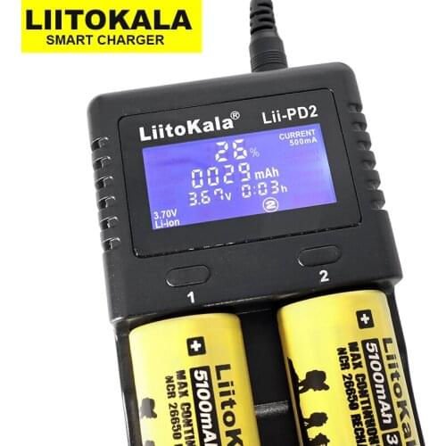 2020 Liitokala Lii-PD2 Lii-PD4 LCD 3.2V 3.7V 3.8V 1.2V AA / AAA 18650 18350 26650 20700 17355 NiMH LiFePO4 battery charger
