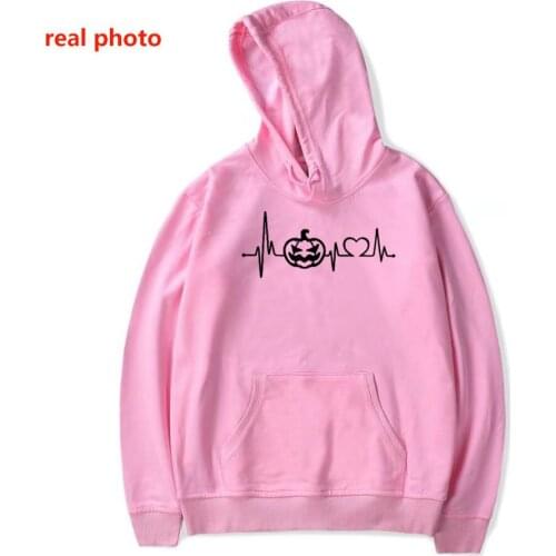Pumpkin Heartbeat halloween Women cotton Sweatshirt Streetwear Pullovers Hoodies Full Long Sleeve Unisex Shirts