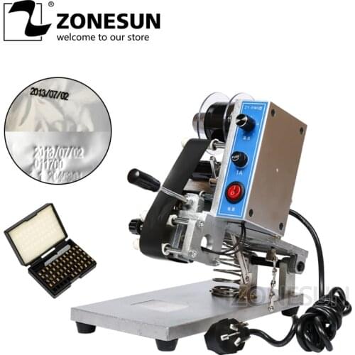 ZONESUN ZY-RM5 Coding Machine Color Ribbon Hot Printing Machine Heat Ribbon Printer Film Bag Date Printer 220V/50Hz