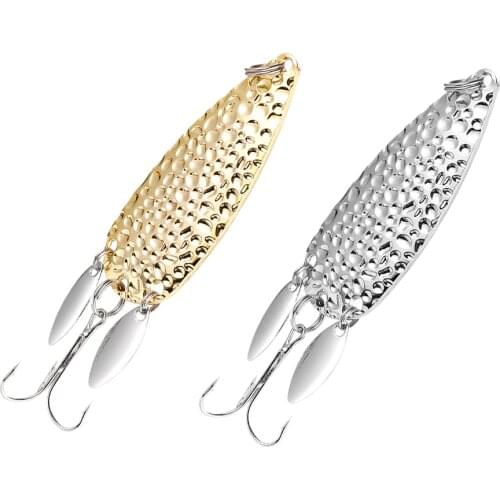 1Pcs Metal Spinner Spoon Fishing Lures 25g Gold Silver Artificial Bait Voble With Feather Treble Hook Trout Pike Bass Tackle