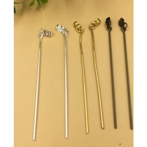 100 PCS 70*1mm Metal Copper 4 Colors Plated 9 Word Needles Connector Pins With Earplugs DIY Earrings Accessories