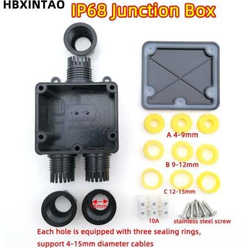 3 Way Electrical Junction Box Plastic Waterproof Electrical Junction Box Cable Wire Connector IP68 For External Wiring