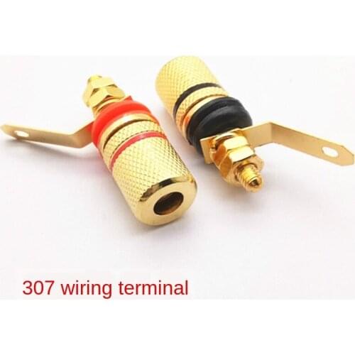 307mm Gold Plated Wiring Terminal Sound Box Binding Post Wiring Terminal Horn Reddish Black Pad Wiring Terminal 4MM Banana Plug