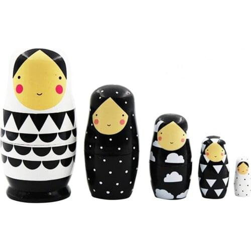 5Pcs/Set Russian Dolls Colour-fast Unique Small Wooden Matryoshka Dolls for Indoor