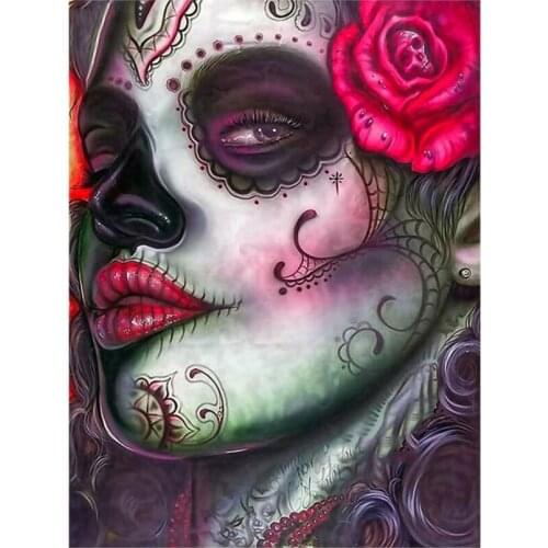 5D DIY Square Round Diamond Painting Art Portrait Skull Woman Red Rose Cross Stitch Embroidery Mosaic Picture Home Decor XN1385