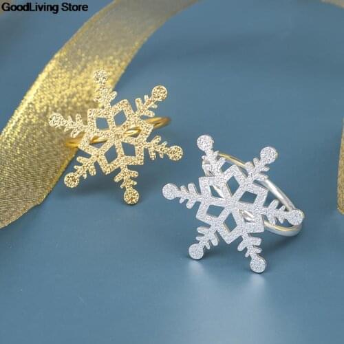 6 Pcs Christmas Snowflake Shaped Napkin Rings Dinning Table Setting Christmas Snowflake Napkin Button Napkin Ring