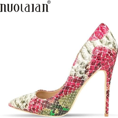 Brand Shoes Woman High Heels Women Shoes Pumps Stilettos Shoes For Women Sexy High Heels 12CM Snake Printing Party Wedding Shoes