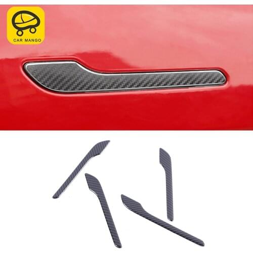CarManGo For Tesla Model 3 2017-2020 Car Accessories Door Handle Cover Sticker Frame ABS Carbon Exterior Moulding Decoration