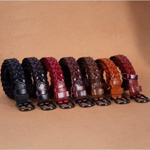 Weaving Belt Designer Genuine Leather Belts for Women Woven Thin Female Strap Ladies Braided Belts Strap Ondildo Dress