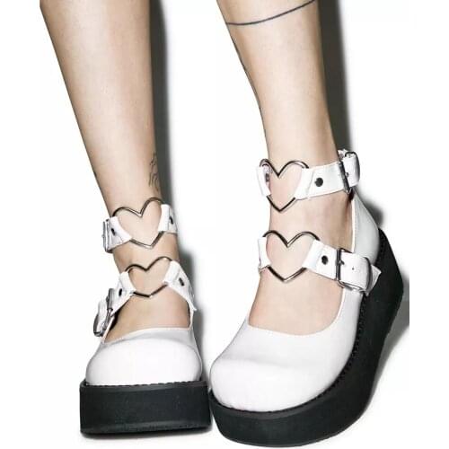 Dropshipping 2021 Student College Girl Lolita Cosplay Jk Uniform Women Flats Mary Jane Platform Goth Plus Size 9 10