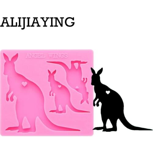 DY0125 shiny kangaroo family mama/baby silicone mold DIY craft keyring pendant for women girl trinket fashion jewelry keychains