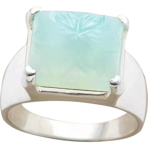 GZ Brazilian Paraiba Tourmaline Gemstones Ring For Women Genuine Silver White Rhodium Ring For Engagement Size