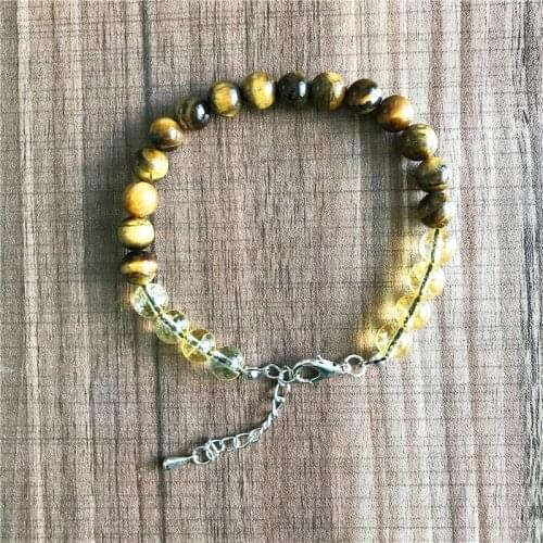 Natural Stone Tigers eye & Yellow Quartz Bracelet Mens Bracelet Adjustable Yoga Bracelets Mens Best Gift Wrist Mala Jewelry