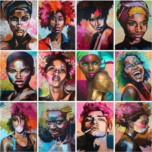 AZQSD Painting By Numbers Woman Colorful Unframed Draw By Number On Canvas Portrait Arcylic Oil Painting HandPainted Home Decor