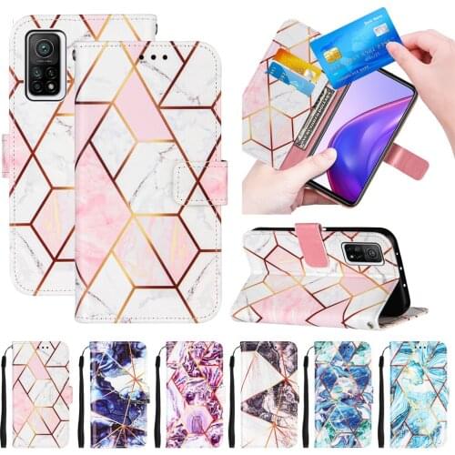 Poco X3 NFC Magnetic Wallet Phone Case for Xiaomi Poco X3 Pro M3 Mi 10T Lite Redmi Note 10 Pro Cases Marble Leather Flip Cover
