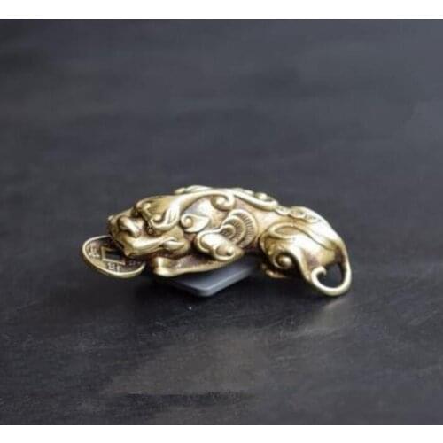 Chinese Old Collectibles brass God beast pixiu small pendant