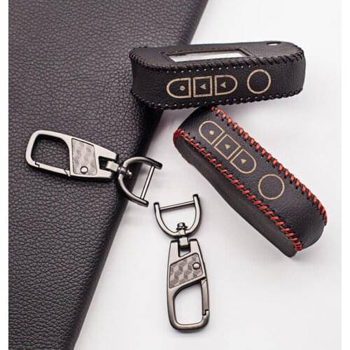 Fashion Style Leather Key Case for Starline A93 A63 A39 A93 Two Way LCD 4 Buttons Folding Remote Russian Car Alarm Key Cover