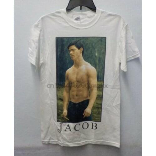 MENS TWILIGHT SAGA NEW MOON JACOB WHITE GRAPHIC TSHIRT NEW #13106V