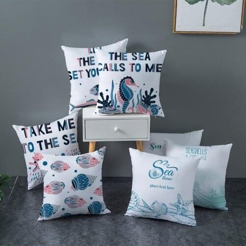 Pillowcase Marine Animals Scenery Freshness Pattern Decor Throw Pillow Cushion Cover Car Home Sofa European Decoration 45*45cm