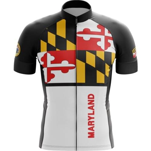 New Grid Print Cycling Short Sleeve Jersey for Maryland Bike Shirt Quick Dry Bicycle Clothing Maillot Ciclismo