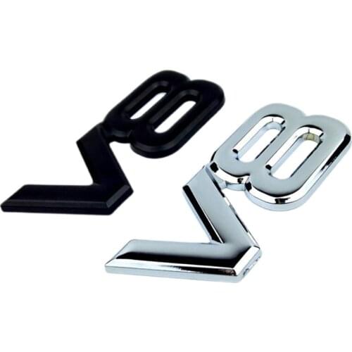 2021 New Black White V8 Emblem Car Badges Decal Plate Self- Adhesive No Fade