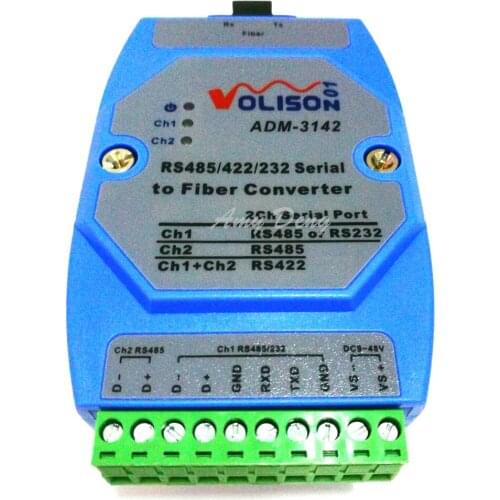 Fiber optic converter, RS485, fiber to RS232, fiber to fiber, bi-directional 485232 ST port