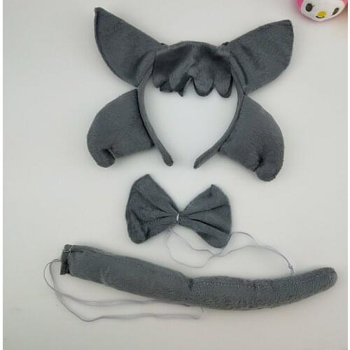 Women Men Boy Crown Cartoon Anime Wolf Animal Cosplay Birthday Party Gift Costume Halloween Headband Tail Bow Fancy Dress