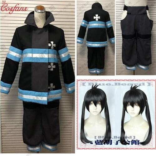 Fire Force Enen no Shouboutai Tamaki Kotatsu Shinra Kusakabe Takehisa Hinawa Firefighter Uniform Anime Cosplay Costum and wig