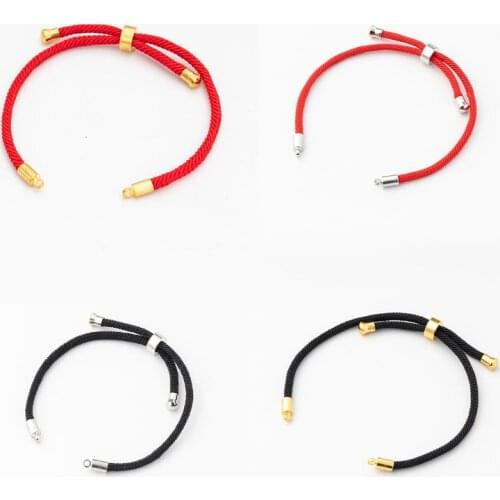 10PCS/lot 3mm Black Red Rope Accessories Adjustable Link Chain for DIY Connectors Charms Bracelets Jewelry Making