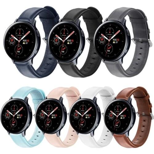 Calf Leather Band Strap for Samsung Galaxy Active3 41mm Active 2 44mm 40mm Smart Watch Repleacement Wristband for Galaxy Active