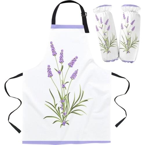 Purple Flower Lavender Romance Kitchen Apron Baking Accessories Sleeveless Aprons for Men Women Home Cleaning Tools
