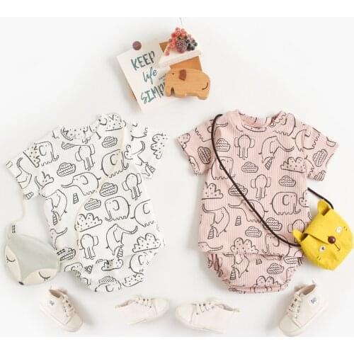 Sanlutoz Baby Girls Clothing Sets Cute Animal Cotton Short Sleeve Tops + Bottoms Fashion 2pcs