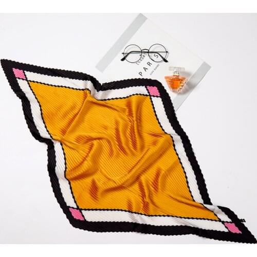 Women Crinkle Scarf Square Silk Hair Neck Scarfs Plaid Designer Female Hairband Stain Bag Tie Lady Foulard Scarves