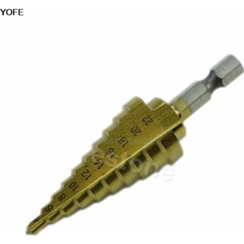 Drill Bit Hex Titanium Step Cone Drill Bit Hole Cutter 4-22mm HSS 4241 For Sheet Metal