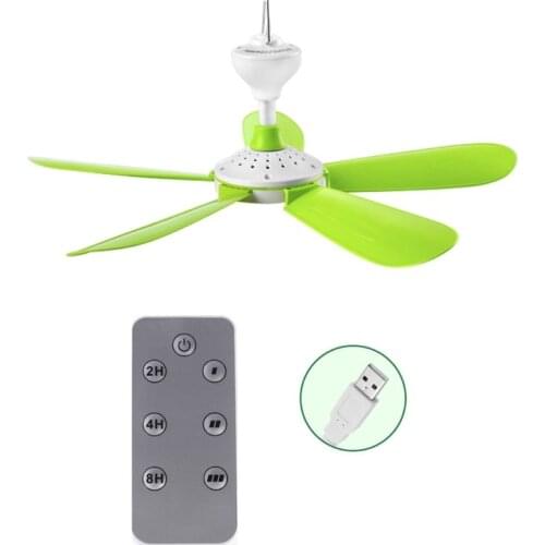 5W Remote Control Timing USB Ceiling Fan Air Cooler USB Fans for Bed Camping Outdoor Hanging Camper Tents Hanger Fan 2.4m Power