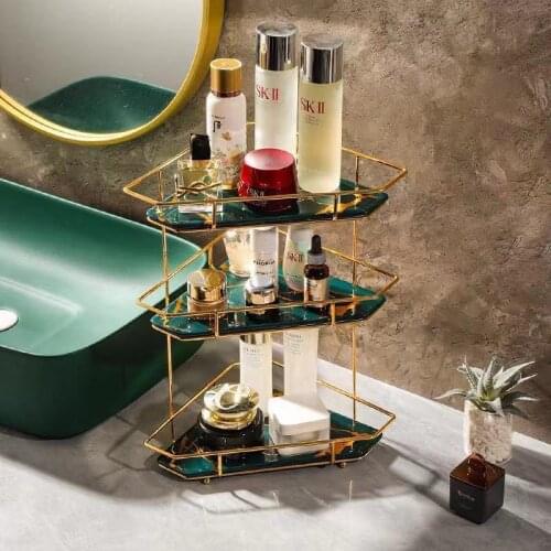 Bathroom toilet kitchen corner toilet cosmetics desktop wash basin corner triangle storage rack