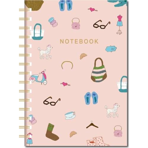 High Quality A5 Hard Coated Paper Cover Exquisite Spiral Thick Paper Lined page 160 Pages pink student Cute Style Notebook
