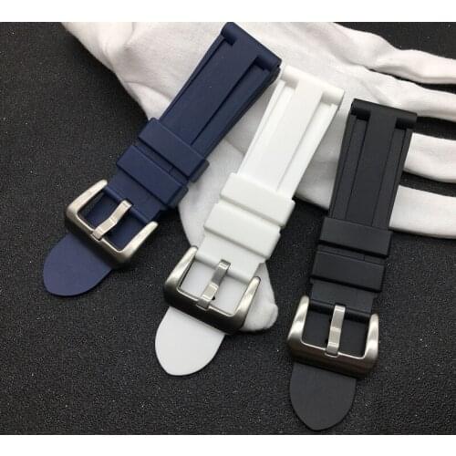 Top Quality watchband Black Blue White Rubber Watch Band 24mm Men Sport Strap Watch Accessories For PANERAI belt for all brand