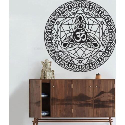 Yoga Mandala Wall decal Window Decal Wall Sticker Yin Yang Lotus Yoga Flower Meditation Hindu Yoga Studio Wall Decor Mural LL379