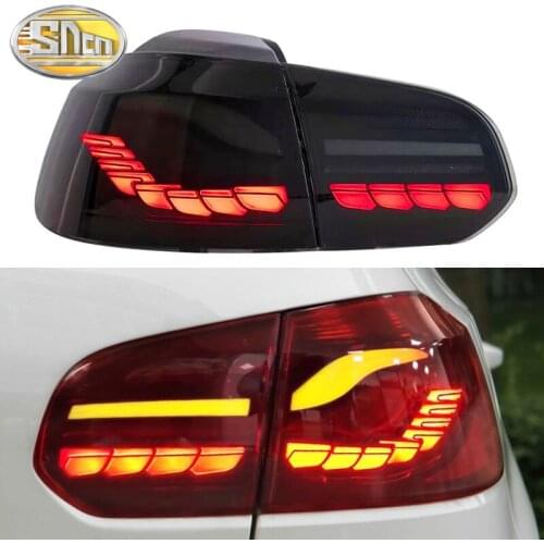 Rear Running Lamp + Brake + Reverse + Dynamic Turn Signal Car LED Taillight Tail Light For Volkswagen Golf 6 MK6 R20 2009 - 2013