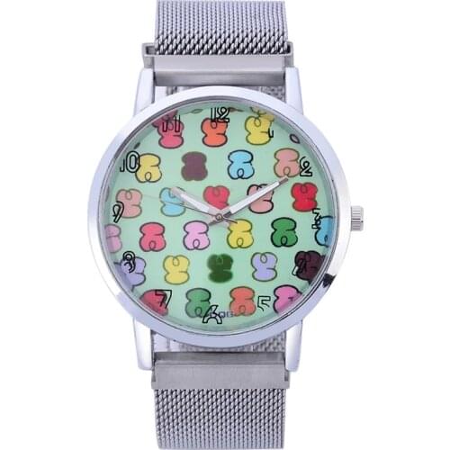 Women Watches 2021 Luxury Brand Bear Watch Fashion Silver Metal Mesh Stainless Steel Dress Quartz Wristwatches Clock Hot Sale