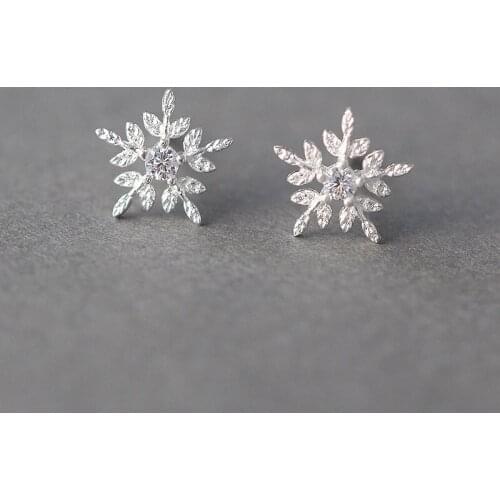 YuanS Real 100% 925 Sterling Silver snow Stud Earrings for Women Girls Fashion sterling-silver-jewelry brincos brinco
