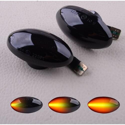 1 Pair 12V Dynamic Black Lens LED Side Fender Signal Marker Blinker Lights Fit for Mini Cooper R50 R52 R53 2004-2006 63137166013