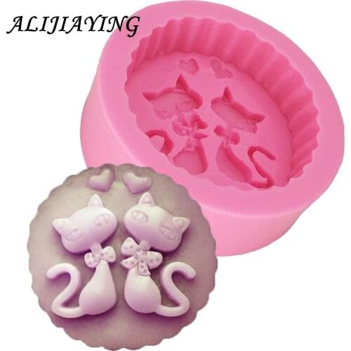 1Pcs Cat Silicone Soap mold candle mould DIY Carft molds Polymer Clay Candy Chocolate Moulds D0753