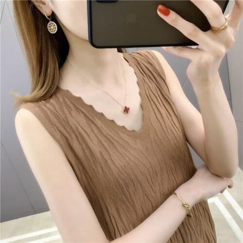 19788 (6 rooms, 2 rows, 6 lower) solid color V-neck sleeveless suspender vest 23