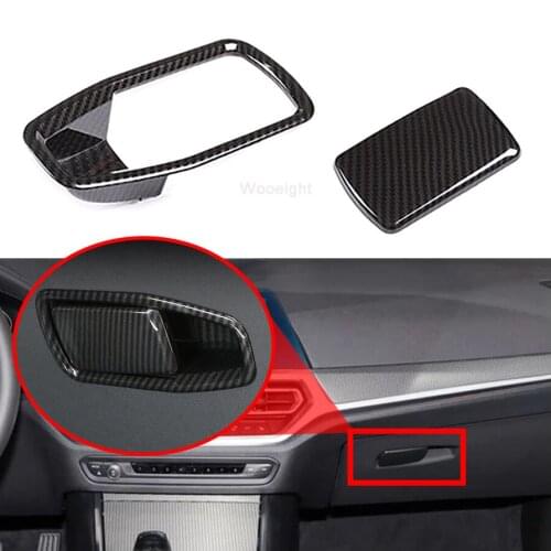 Wooeight 2Pcs Carbon Fiber Style Co-pilot Glove Box Handle Frame Decoration Cover Trim Interior Decal fit for BMW 3 Series 2020